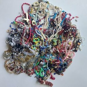 3 lb Beads + Rosary Chain + Parts Jewelry/Junk Drawer/Destash Craft Supplies